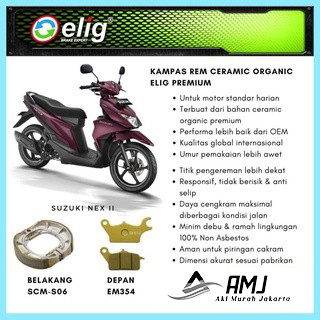 Kampas Rem Depan Belakang Suzuki Nex II ELIG SCMS06 - EM354