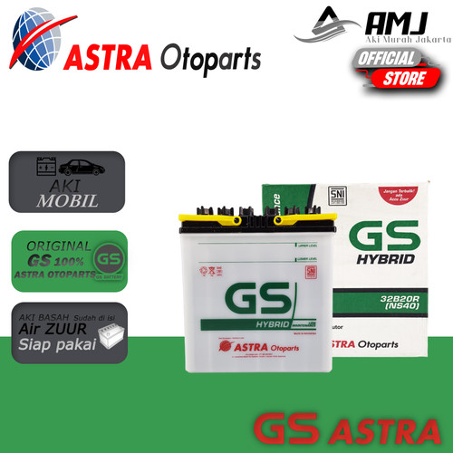 Aki Mobil Daihatsu Xenia Gs Astra Ns40 Aki Basah Gs Hybrid 12v / 32ah