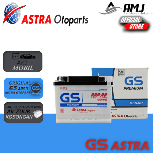 Aki Mobil Opel Optima 555-59 GS PREMIUM ASTRA 12V / 55Ah Aki Basah