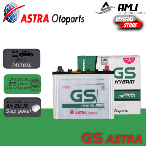 Aki Mobil GS HYBRID ASTRA 80D26L Aki Basah 12V / 70Ah