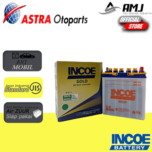 Aki Mobil Agya / Ayla Merk Incoe Gold Tipe NS40ZL Aki Basah