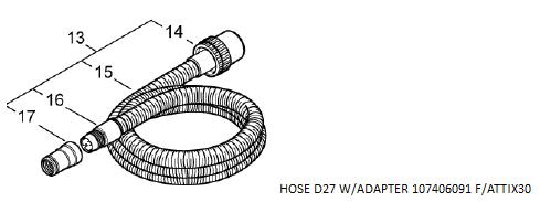 NILFISK HOSE D27 W/ADAPTER 107406091 F/ATTIX30