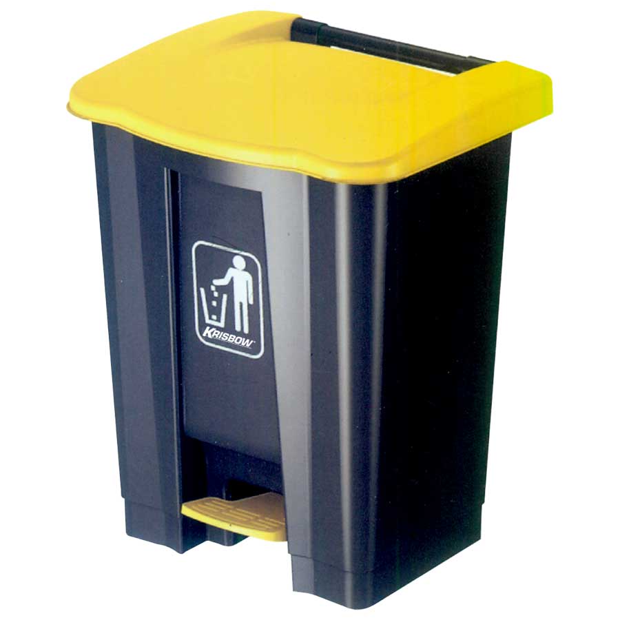 KRISBOW DUST BIN GREY 45L PEDAL & YELOW COVER