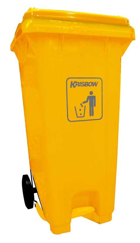 KRISBOW DUST BIN YELLOW 240L PEDAL & YELLOW LID