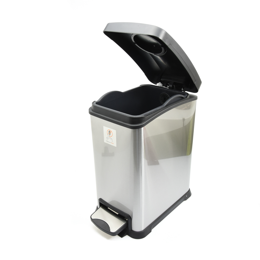 KRISBOW WASTE BIN RECTANGLE MATT 12L WITH PEDAL