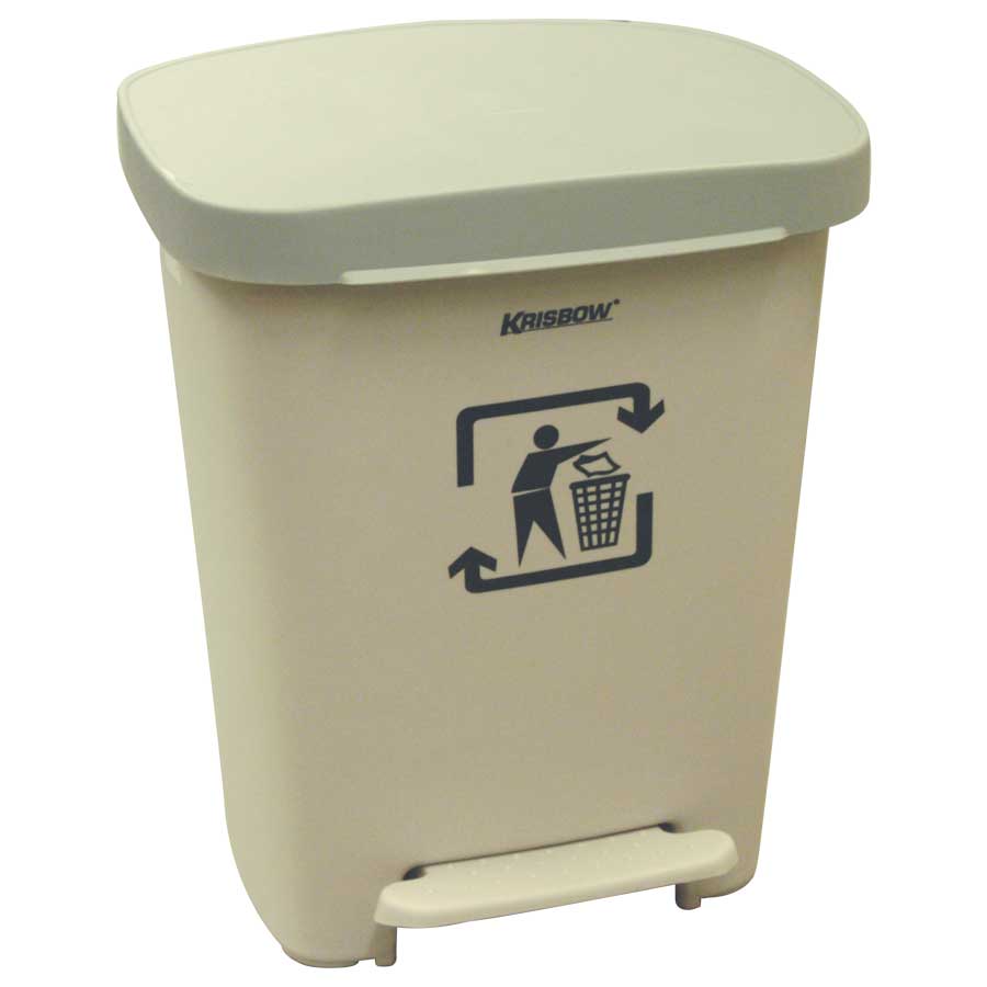 KRISBOW DUST BIN BEIGE 30L PEDAL& GREY COVER