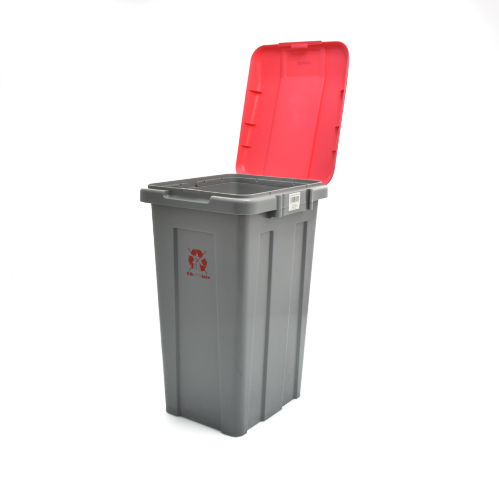 KRISBOW DUST BIN GREY 50L& RED COVER