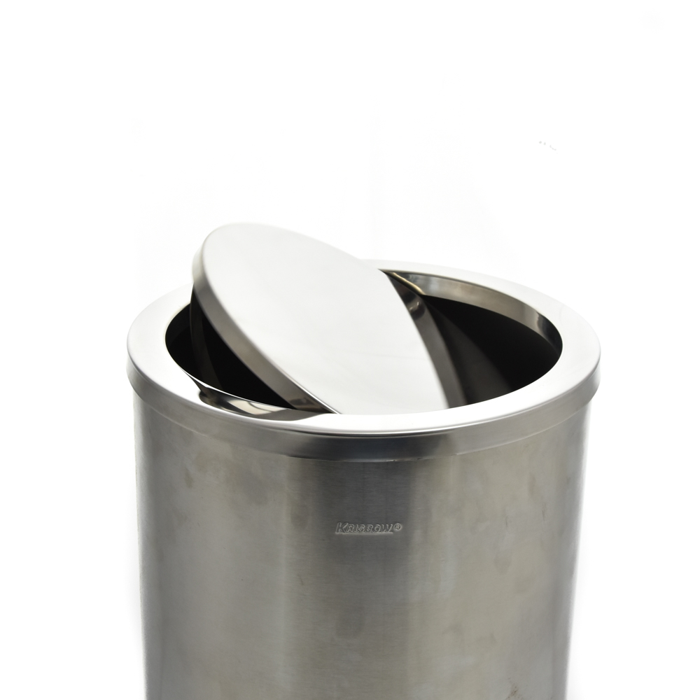 KRISBOW WASTE BIN ROUND STAINLESS STEEL MATT 40L