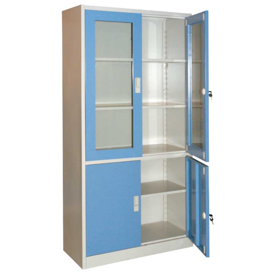 KRISBOW FILE CABINET 4 SHELF 4 DOOR SWING BLUE