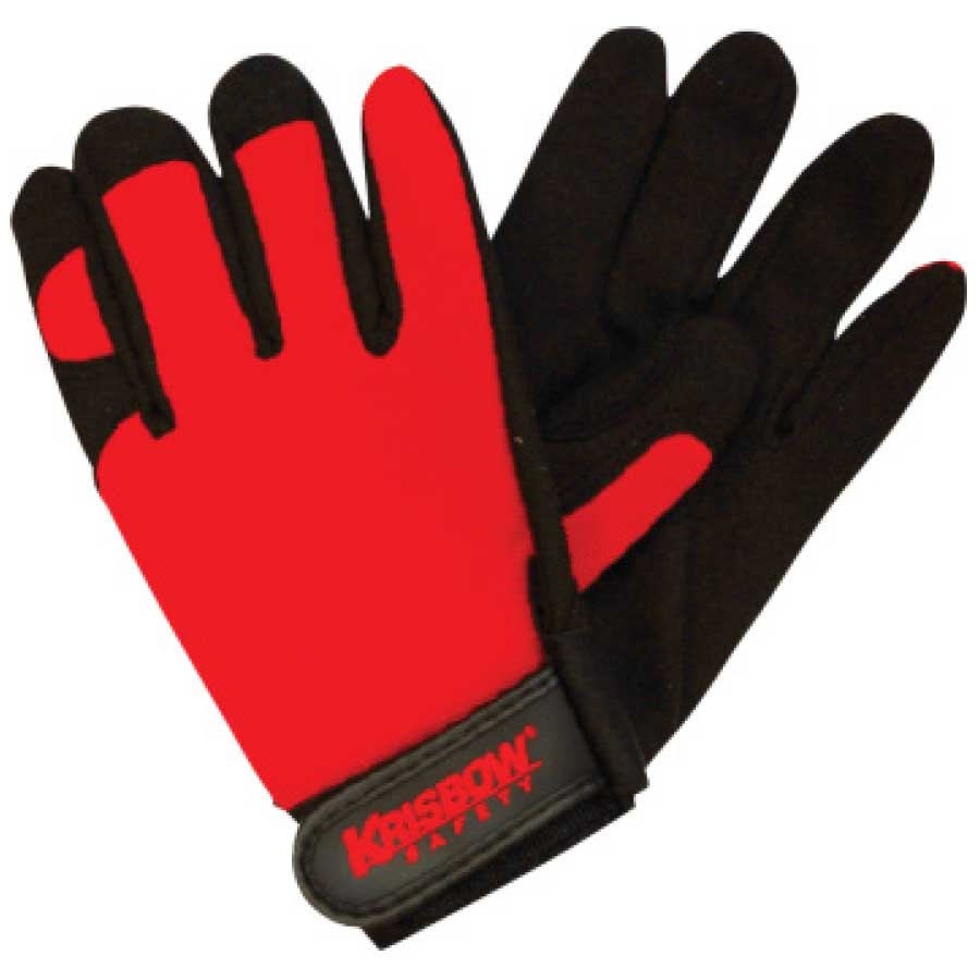 KRISBOW WORK GLOVE (L) BLACK RED LEATHER SRSG201