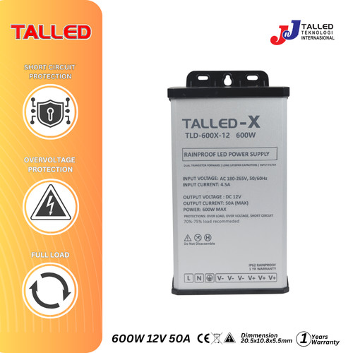 POWER SUPPLY RAINPROOF 600W 12V TALLED-X JNJ TALLED