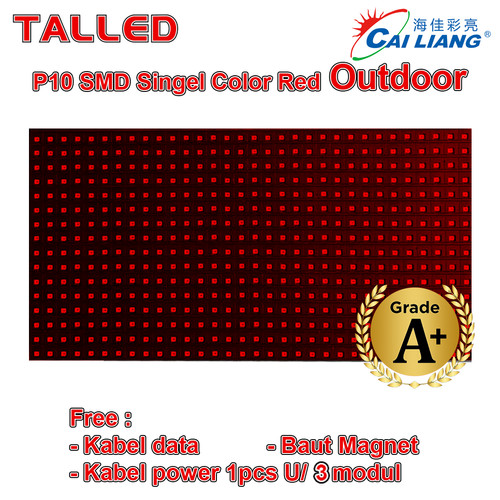 PANEL MODULE MODUL LED P10 RUNNING TEXT SMD MERAH RED OUTDOOR TALLED