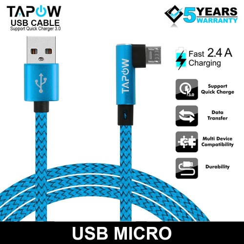 KABEL DATA QUICK CHARGING GAMING MICRO NYLON TAPOW CB053V8-BB