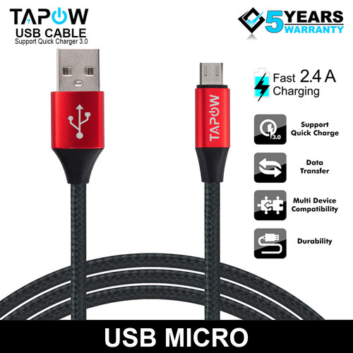 KABEL DATA QUICK CHARGING MICRO NYLON TAPOW CB008V8-RB