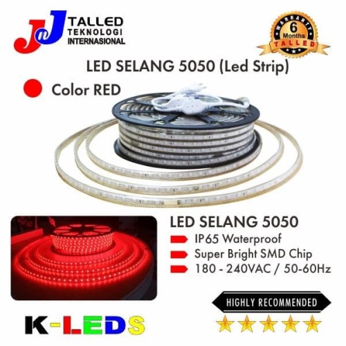 Lampu Led Selang/Neon Flex SMD 5050 IP65 Waterproof 50 Meter- Merah