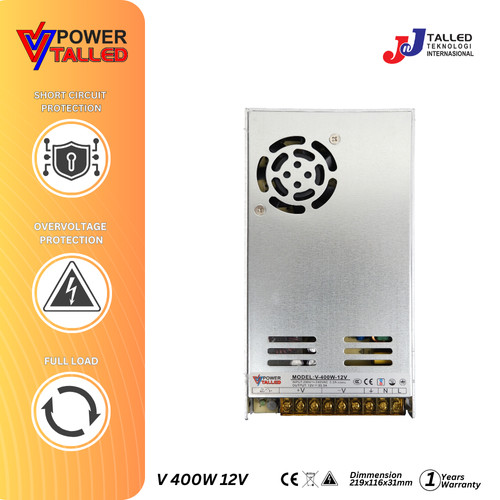 POWER SUPPLY 12V 33.3A 400W INDOOR SLIM TALLED GARANSI 1 THN - TERBAIK