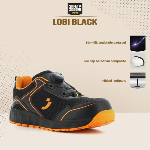 Sepatu Safety Jogger LOBI S1P LOW TLS BLK/ Sepatu Proyek Pria Ringan