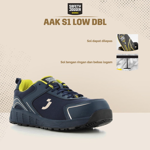 Sepatu Safety Jogger AAK S1P Low DBL/ Sepatu Proyek Pria Ringan Keren