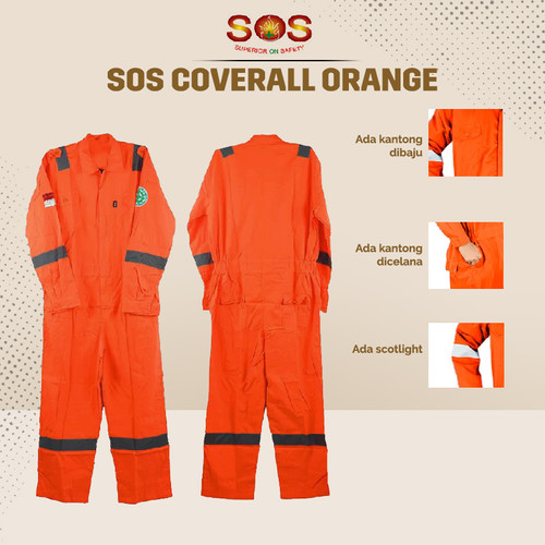 Baju SOS COVERALL ORANGE (LOGO)