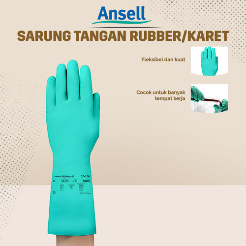 SARUNG TANGAN ANSELL RUBBER GLOVES SOLVEX 37-176-9