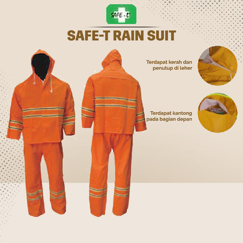 SAFE-T RAIN SUIT ORANGE, Baju Hujan Model Baju Celana - Orange