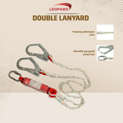 LEOPARD DOUBLE LANYARD W/ ABSORBER BIG HOOK