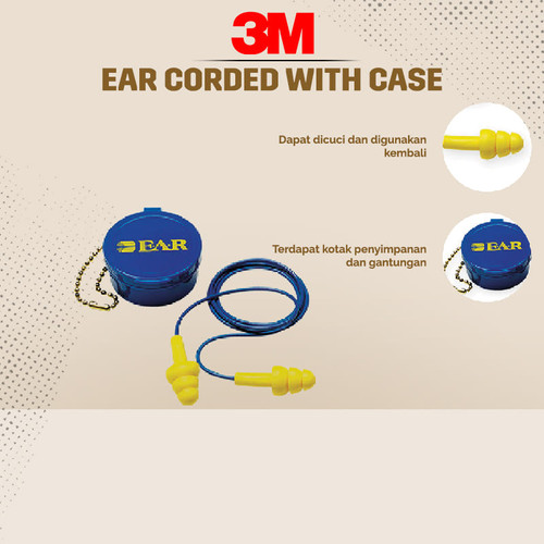 Pelindung Telinga Earplug 3M EAR Corded with Case 1 Pasang