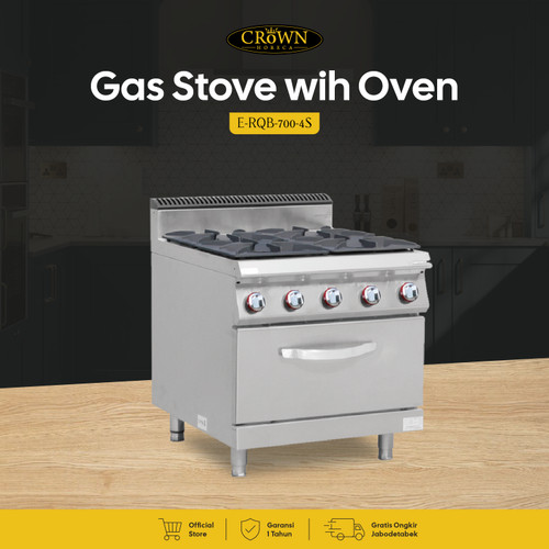 Gas Stove with Oven 4 Burner E-RQB-700-4S Crown Horeca