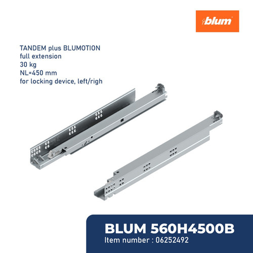 BLUM REL LACI TANDEM BLUMOTION FULL EXT 30KG L=450MM FOR LOCK DEVICE