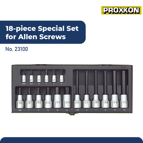 PROXXON 23100 MATA KUNCI SOK L SET 18PCS SPECIAL SET FOR ALLEN SCREWS