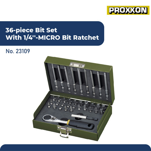 PROXXON 23109 OBENG RACHET SET PRECISION 1/4'' MICRO BIT RATCHET 36PC