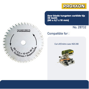 PROXXON 28731 MATA GERGAJI CIRCULAR SAW BLADE SUPER CUT 85X0.5X10 80T