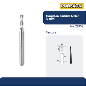 PROXXON 28759 MATA BOR ENDMILL CUTTER TUNGSTEN CARBIDE MILLER O 2 MM