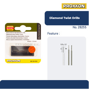 PROXXON 28255 MATA BOR TUNNER DIAMOND MICRO TWIST DRILLS, 2 PCS