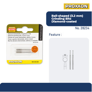 PROXXON 28234 MATA TUNER DIAM. GRINDING BITS 3.2 MM, 2 PCS