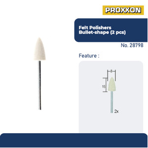 PROXXON 28801 WOOL POLES MATA BOR POLES MINI FELT POLISHERS BULLET 2PC