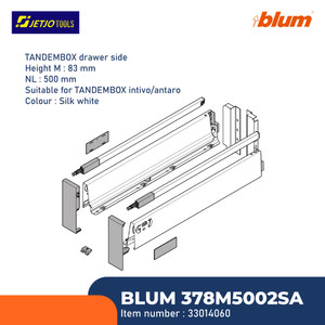 BLUM DRAWER RAK 378M5002SA TANDEMBOX I4 DRAWER SIDE H=83MM NL=500MM