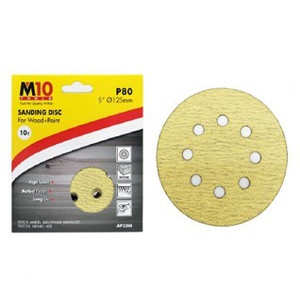 M10 AMPLAS BULAT 5" VELCRO SANDING 8HOLES ABRASIVE 10PC FOR WOOD 120G