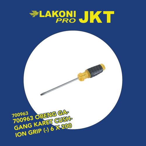 700963 LAKONI PRO OBENG GAGANG KARET CUSHION GRIP (-) 6 x 200 mm