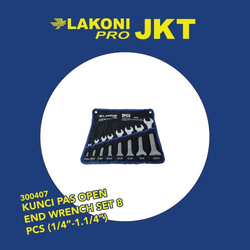 300407 LAKONI PRO KUNCI PAS OPEN END WRENCH SET 8 PCS (1/4"-1.1/4")