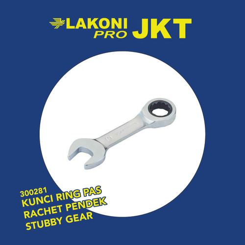 300281 LAKONI PRO KUNCI RING PAS RACHET PENDEK STUBBY GEAR WRENCH 19mm