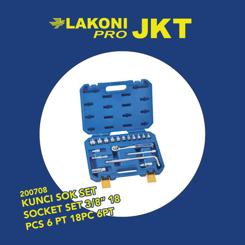 200708 LAKONI PRO KUNCI SOK SET SOCKET SET 3/8" 18 PCS 6 PT