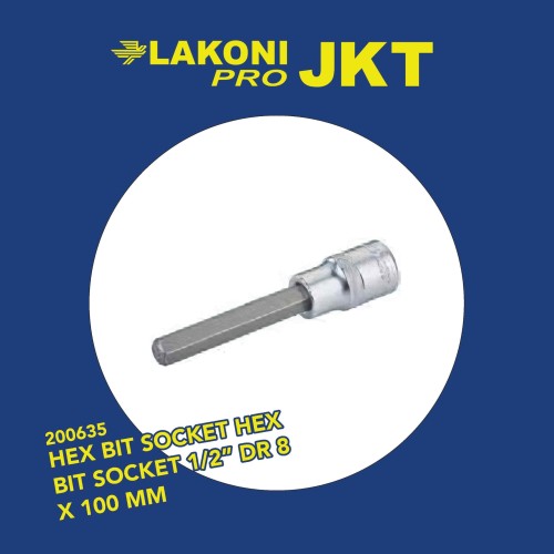 200635 LAKONI PRO HEX BIT SOCKET HEX BIT SOCKET 1/2" DR 8 X 100 MM