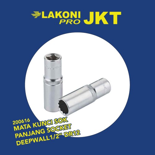 200616 LAKONI PRO MATA KUNCI SOK PANJANG SOCKET DEEPWALL1/2" DR12 15MM