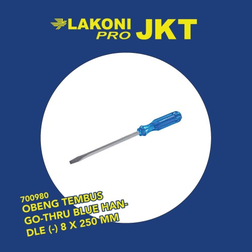 700980 LAKONI PRO OBENG TEMBUS GO-THRU BLUE HANDLE (-) 8 x 250 mm