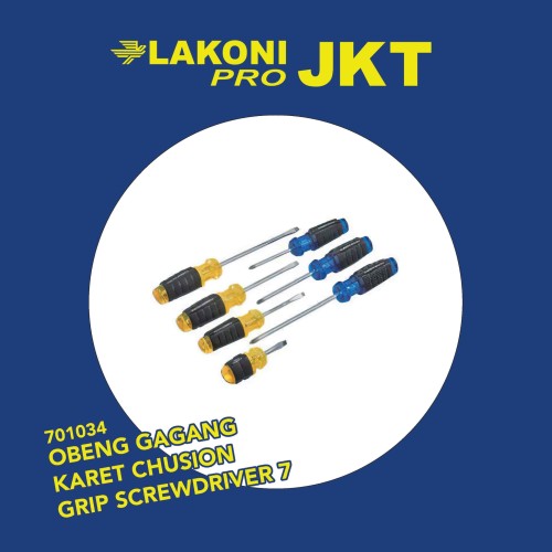 701034 LAKONI PRO OBENG GAGANG KARET CHUSION GRIP SCREWDRIVER 7 PCS