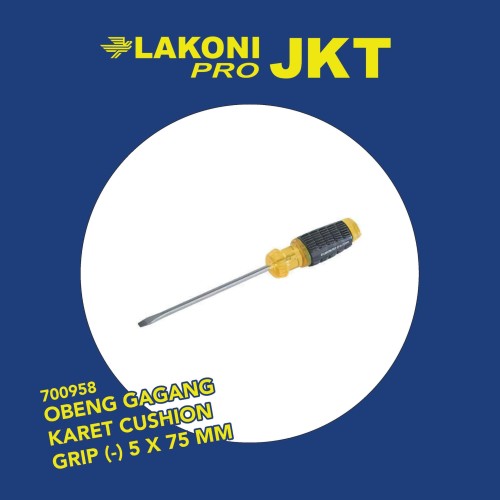 700958 LAKONI PRO OBENG GAGANG KARET CUSHION GRIP (-) 5 x 75 mm