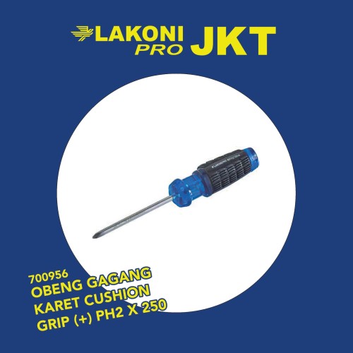 700956 LAKONI PRO OBENG GAGANG KARET CUSHION GRIP (+) PH2 x 250 mm (6)