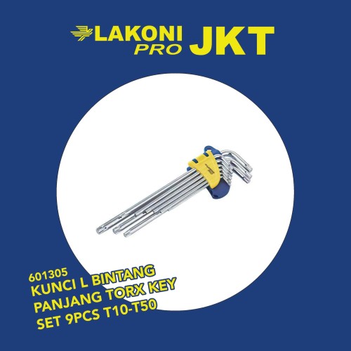 601305 LAKONI PRO KUNCI L BINTANG PANJANG TORX KEY SET 9PCS T10-T50