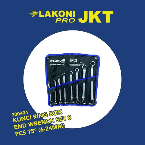 300404 LAKONI PRO KUNCI RING BOX END WRENCH SET 8 PCS 75° (6-24MM)